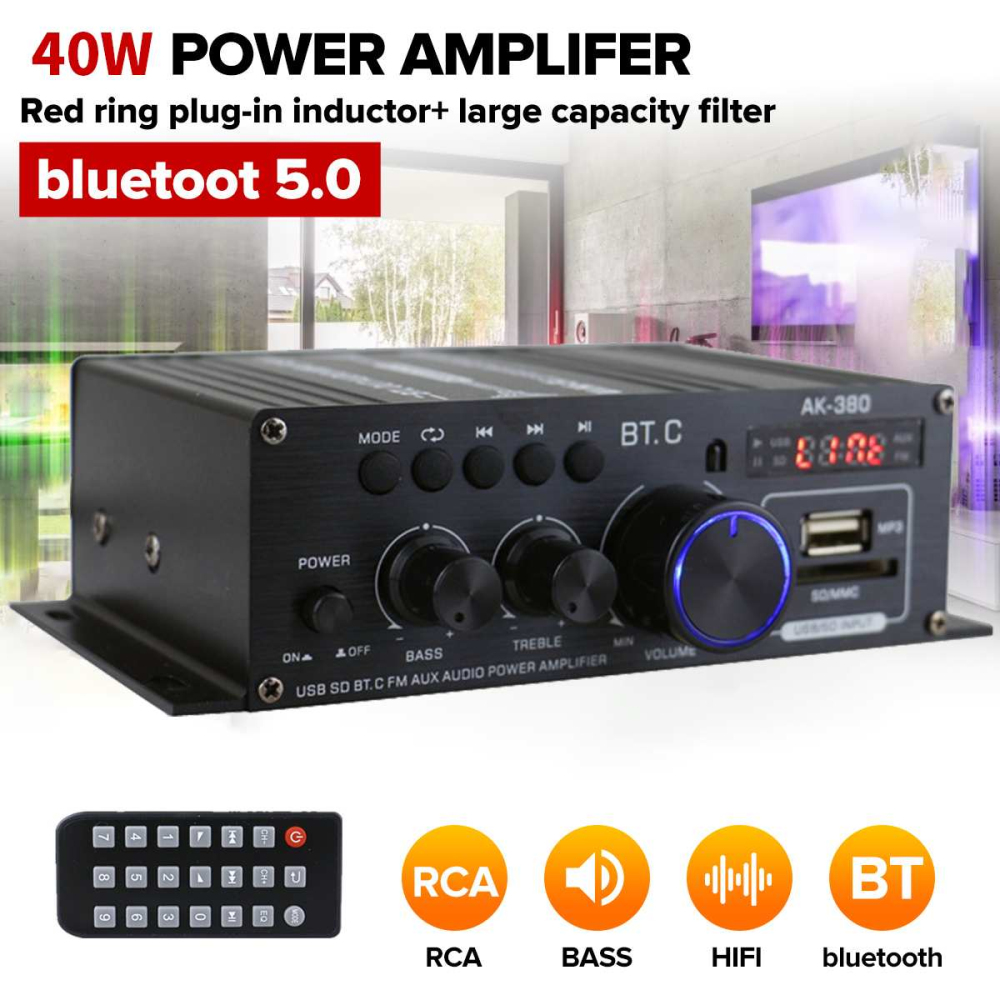 >> BÁO GIÁ AMPLIFIER MINI KARAOKE KENTIGER HY 803, ÂM THANH CỰC ĐỈNH, CÓ CHẾ ĐỘ USB, THẺ NHỚ... HÀNG NHẬP KHẨU NGUYÊN CHIẾC | Shopee Lazada Sendo Tiki mới nhất 236 Litao【Power Amplifier】 AK380 Hifi Stereo Kỹ Thuật Số Khuếch Đại Công Suất, Bộ Khuếch Đại Âm Thanh Karaoke Tại Nhà Bộ Khuếch Đại Bluetooth Loại D Mini 2 Kênh 12V Đầu Vào Usb / Sd Aux Phụ Kiện Xe Hơi