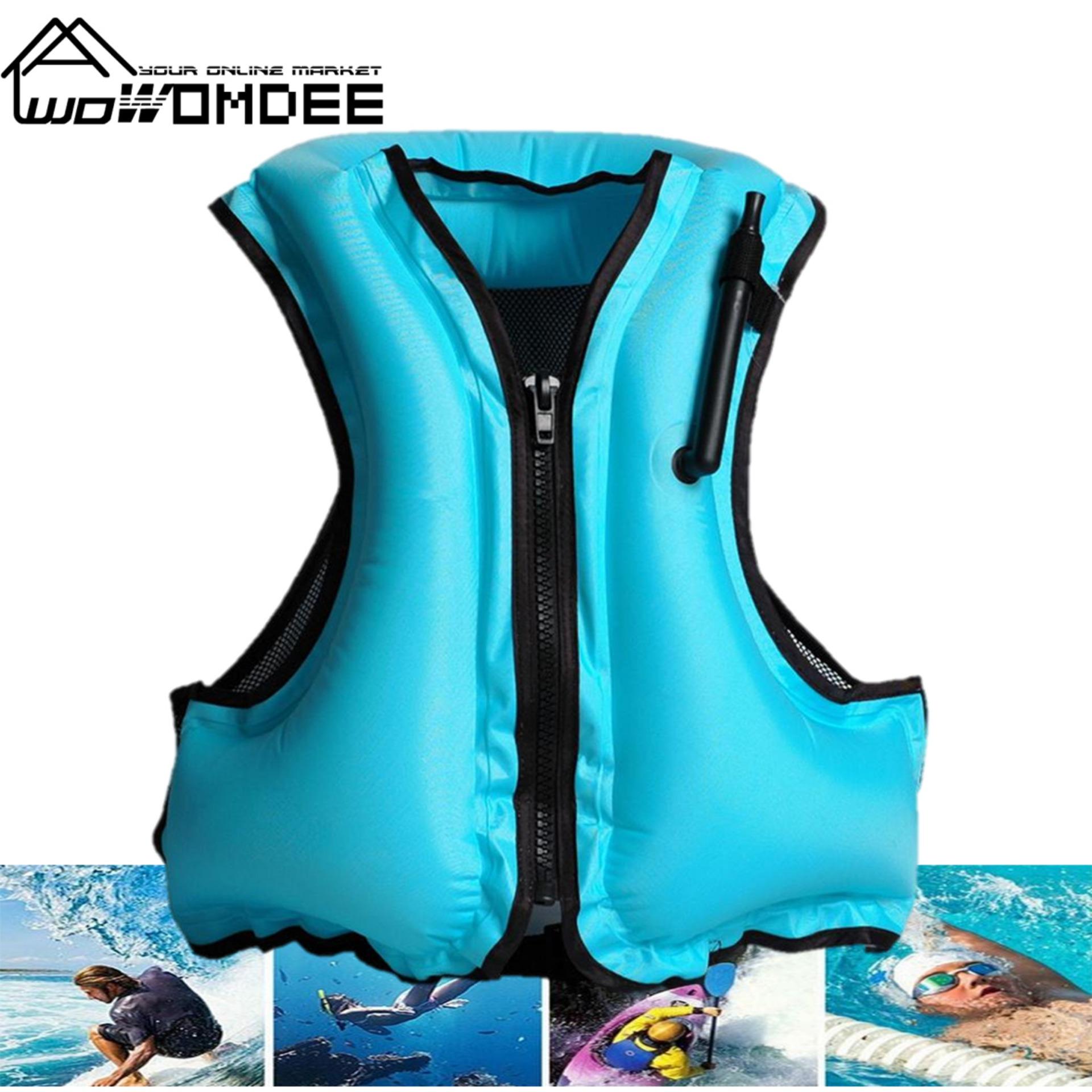 Womdee Dewasa Dapat Ditiup Renang Jaket Pelampung Rompi untuk Snorkeling, Cocok untuk 80-220lbs-Intl