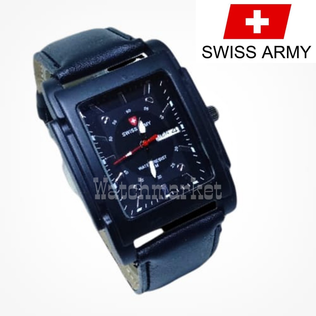 NEW PROMO - JAM TANGAN PRIA KASUAL DESAIN KOTAK FITUR TANGGAL DAN HARI