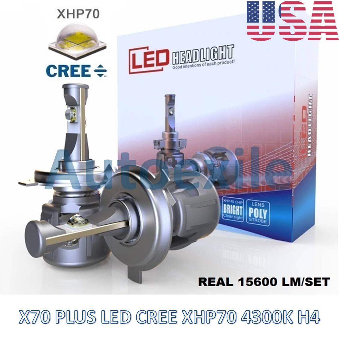 X70 Plus LED H4 60W 15600LM CREE XHP70 4300K Kuning Lampu Mobil XHP 70 APV Avanza Agya Ayla CRV Ertiga HRV Innova Jazz SX4 Xenia Xpander