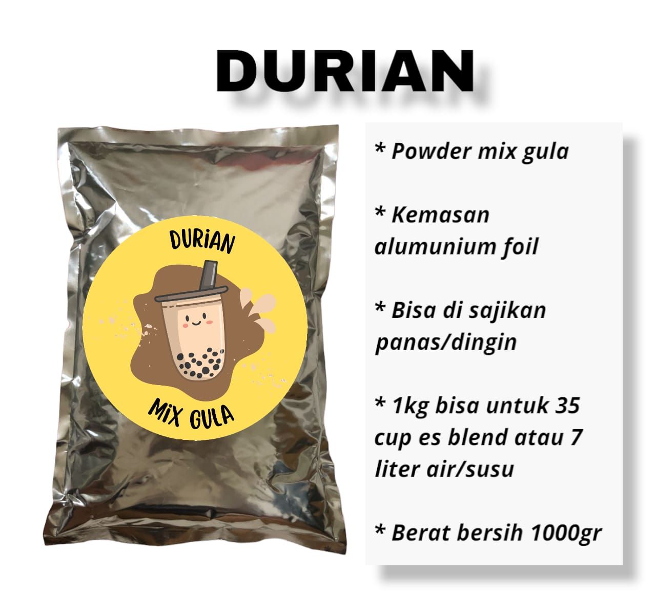 BUBUK MINUMAN BOBA/ SERBUK MINUMAN / POWDER DRINK RASA DURIAN / DUREN ...