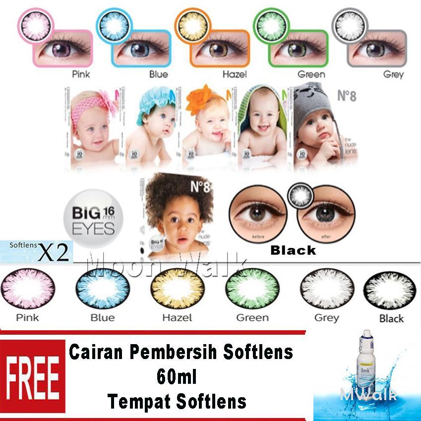 X2 Ice Nude N8 Softlens Gratis Lenscase + Cairan Softlens 60ml
