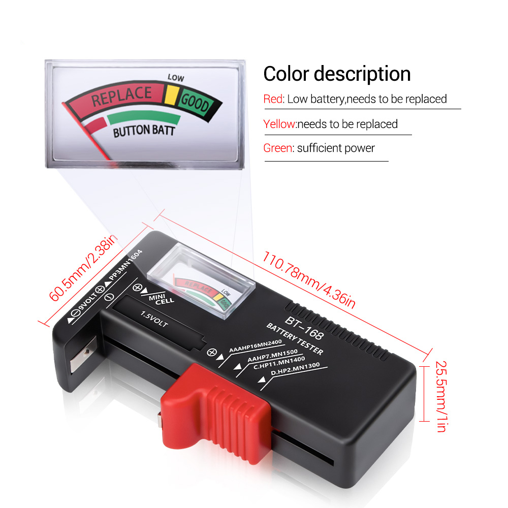 【ready in stock/on sale】BT168 Universal Digital Battery Capacity Tester LCD For 9V 1.5V AA AAA Cell C D Batteries