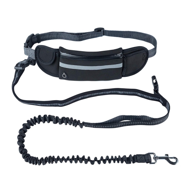 Hands Free Dog Running Leash with Waist Pocket Adjustable Belt Shock Absorbing Bungee Fits up to 45 inch Waist