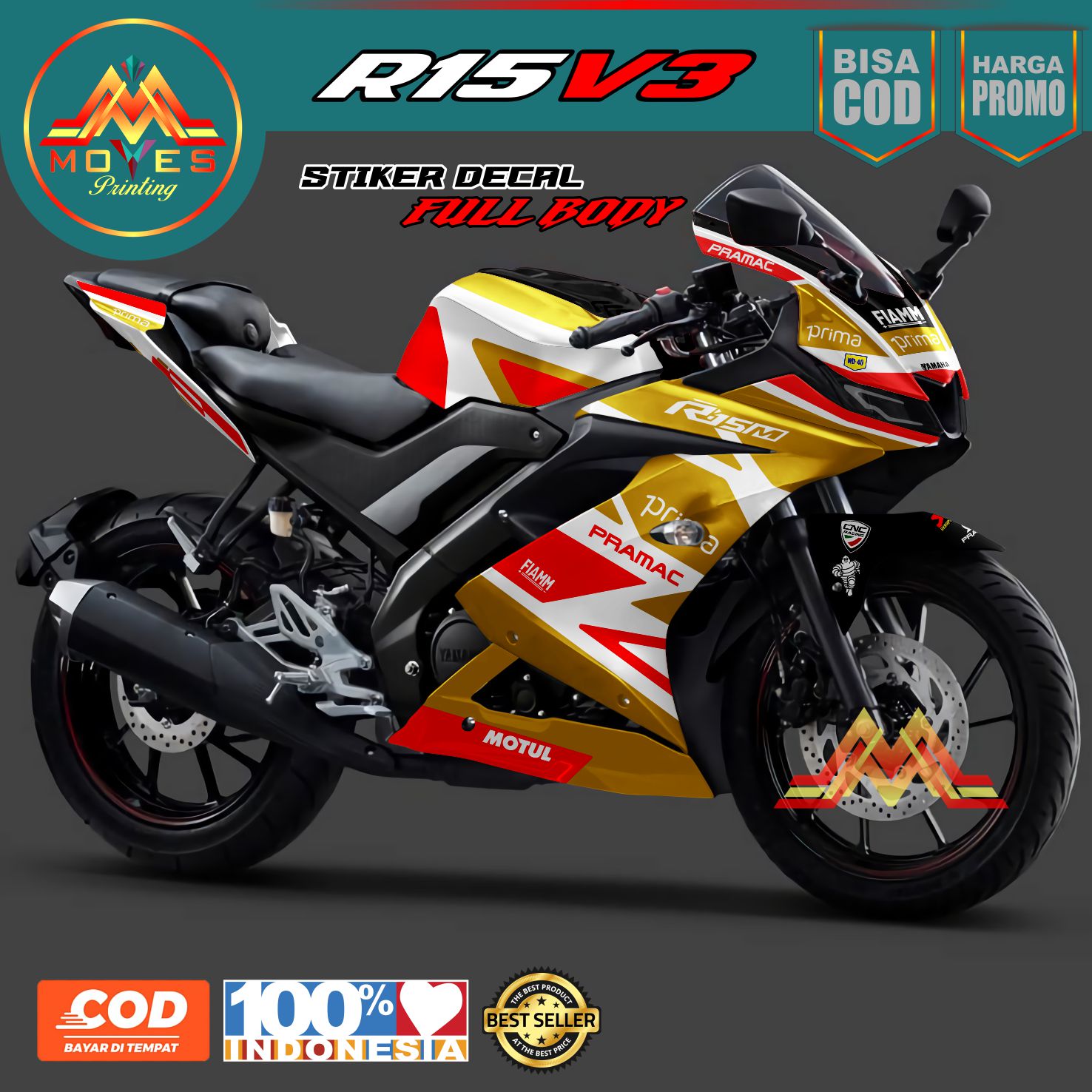 TERBARU. DECAL STIKER MOTOR R15 V3 FULL BODY- DECAL STIKER R15 V3 ...
