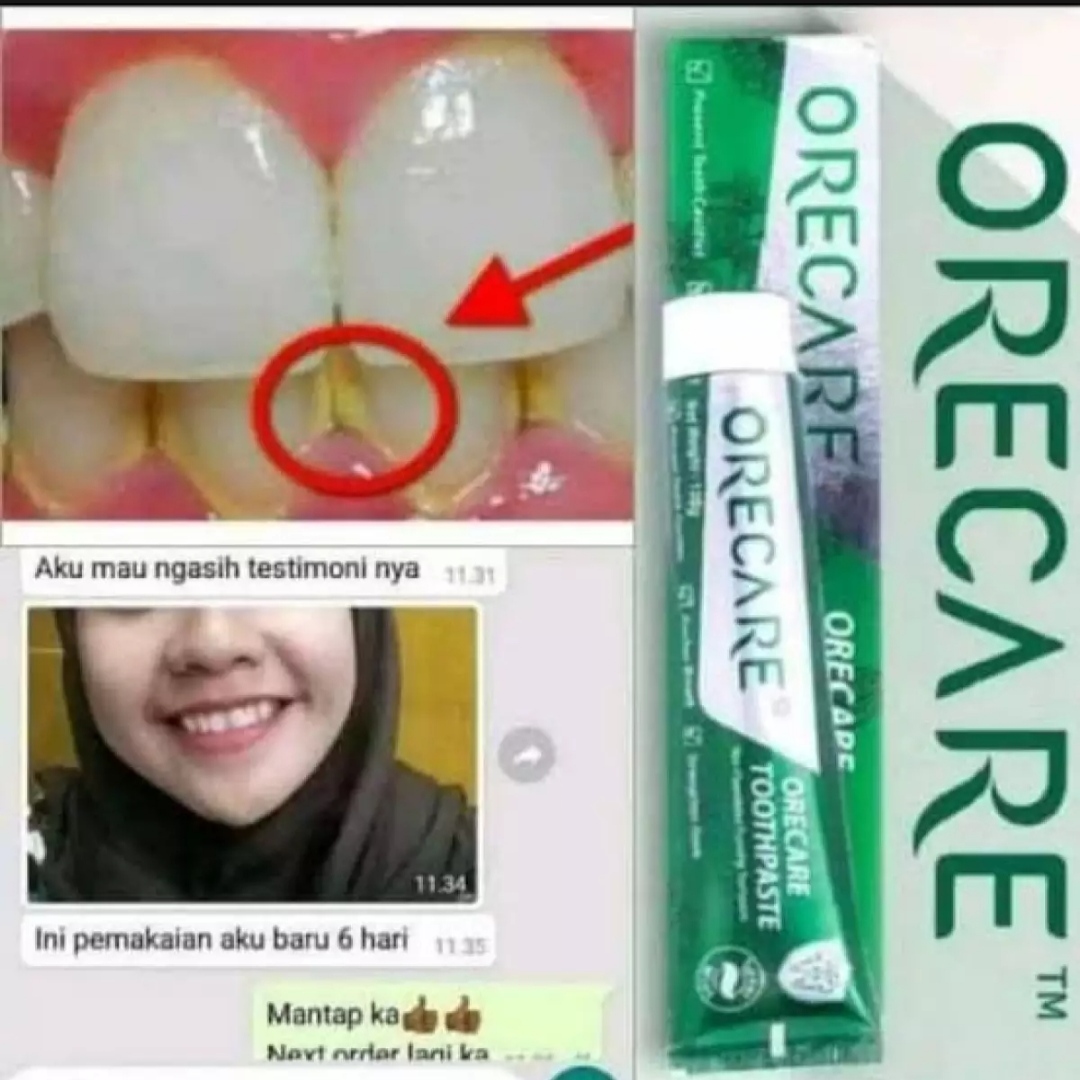 testimoni orecare toothpaste