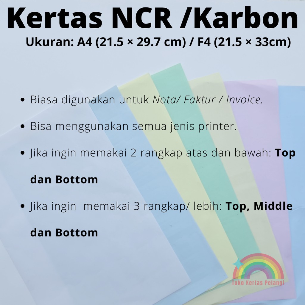 kertas NCR/karbon/nota isi 100 pcs ukuran F4 KERTAS NOTA KERTAS BON