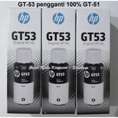 Tinta Inkjet Original HP GT 53 black GT53 gt53b IVV22AA Hitam pengganti GT51