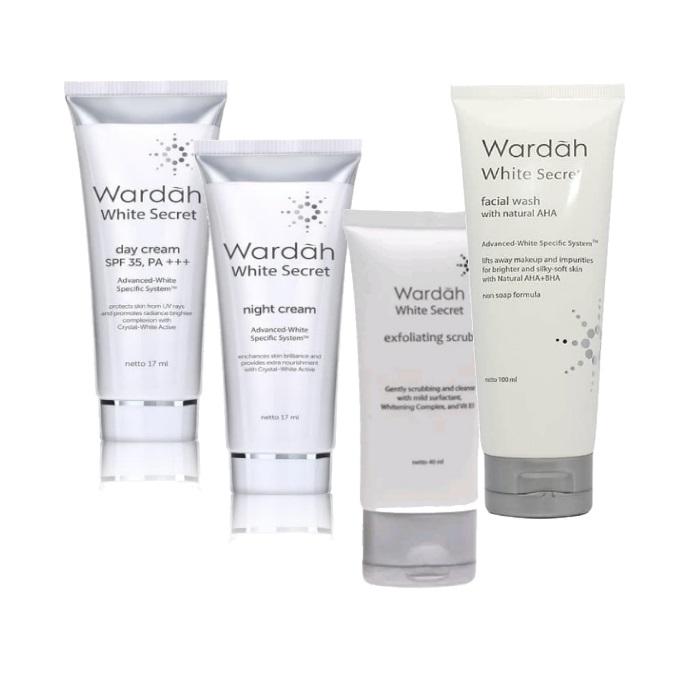 Paket Wardah White Secret Series ( Day 17ml + Night 17ml + Facial Wash 100ml + Scrub 50ml ) - 4 Produk