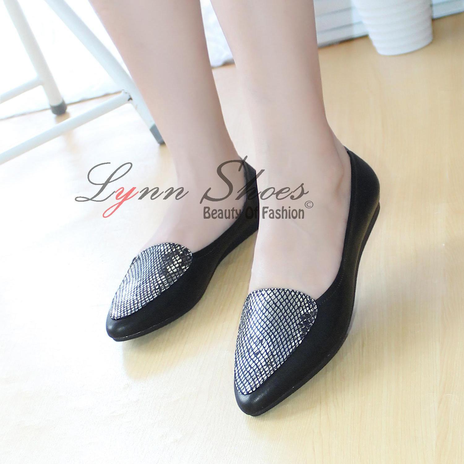 Lynn Flat Shoes Formal Wanita Flat Shoes Kerja Slip On FT5YKHT Hitam