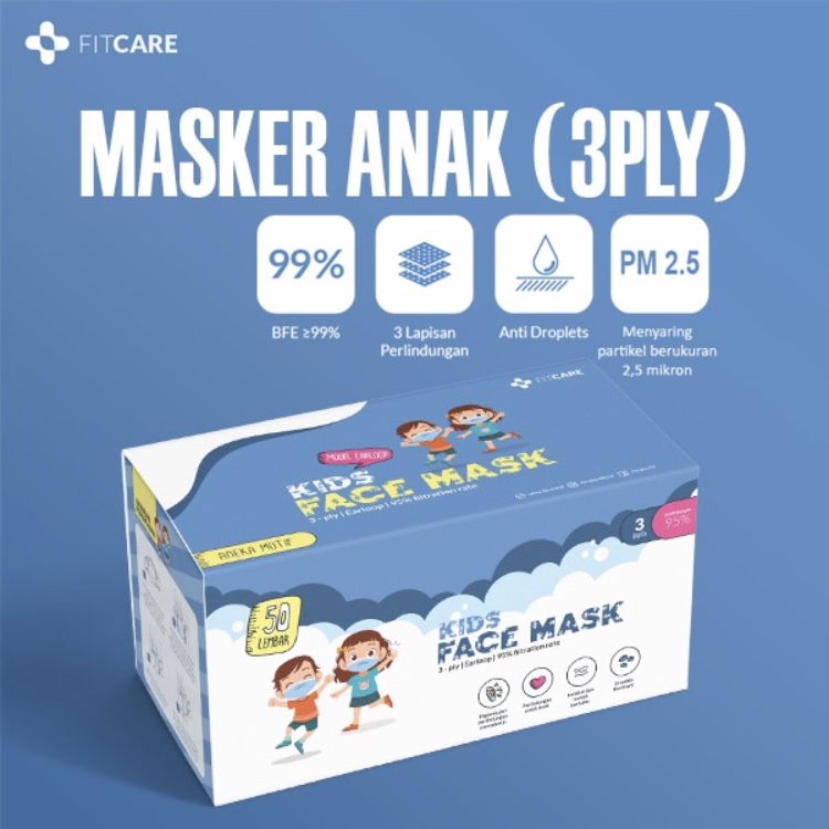 Masker 3ply Kids Fitcare Isi 50pcs | Lazada Indonesia