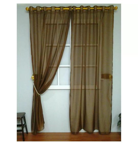 Vitrase Gorden / Gordyn / Tirai Tipis Coklat Transparan