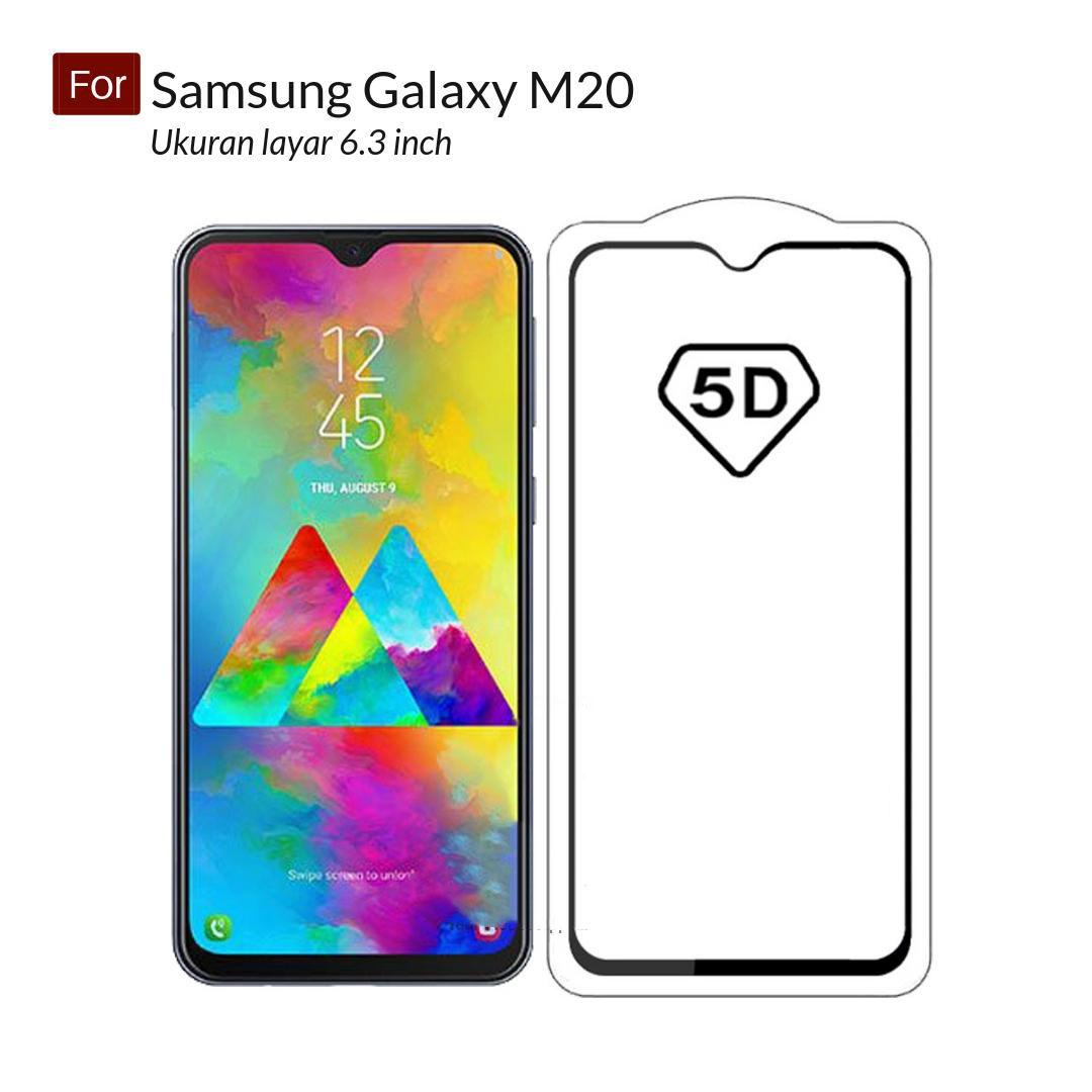 Renzana acc Super Premium Full Cover Tempered Glass 5D Round Curved Edge For Samsung Galaxy M20 ( 6.3 inch ) - Hitam