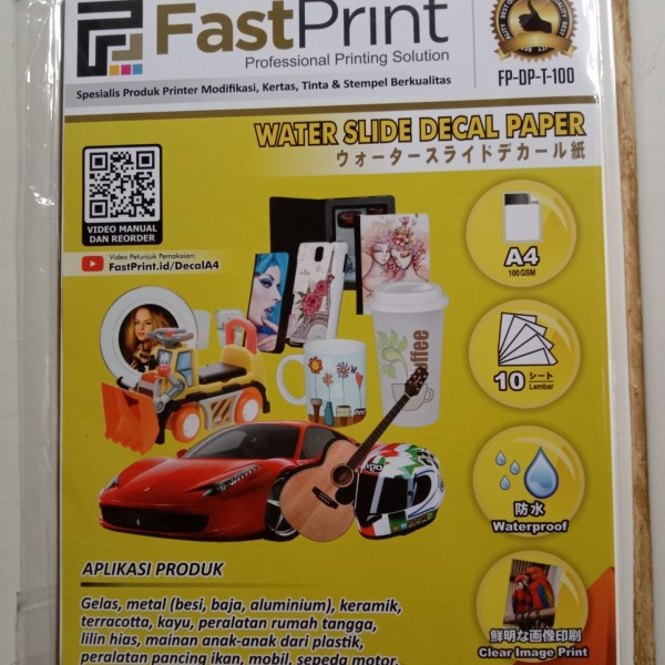 Kertas Water Slide Decal Paper TRANSPARAN Ukuran A4 100 Gram FAST PRINT ...
