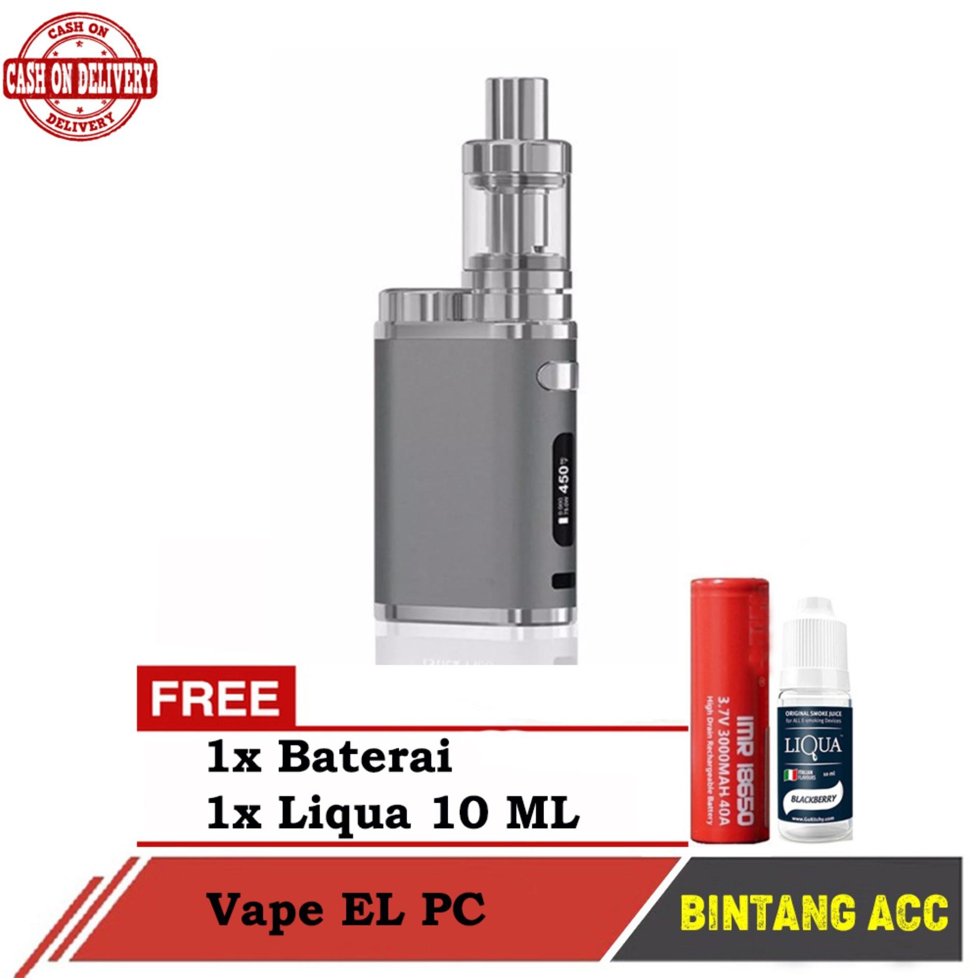 Paket Siap Ngebul EL PC Vape - Rokok Elektirk Murah 75 W 5V Stater Kit + Free Baterai dan Liquid - Grey Paket Siap Ngebul EL PC Vape - Rokok Elektirk Murah 75 W 5V Stater Kit + Free Baterai dan Liquid - Grey