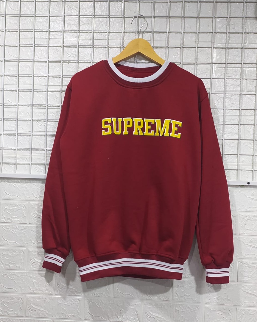 JAKET SWEATER CREWNECK SUPREME LOGO SABLON HIGH PREMIUM/CREWNECK