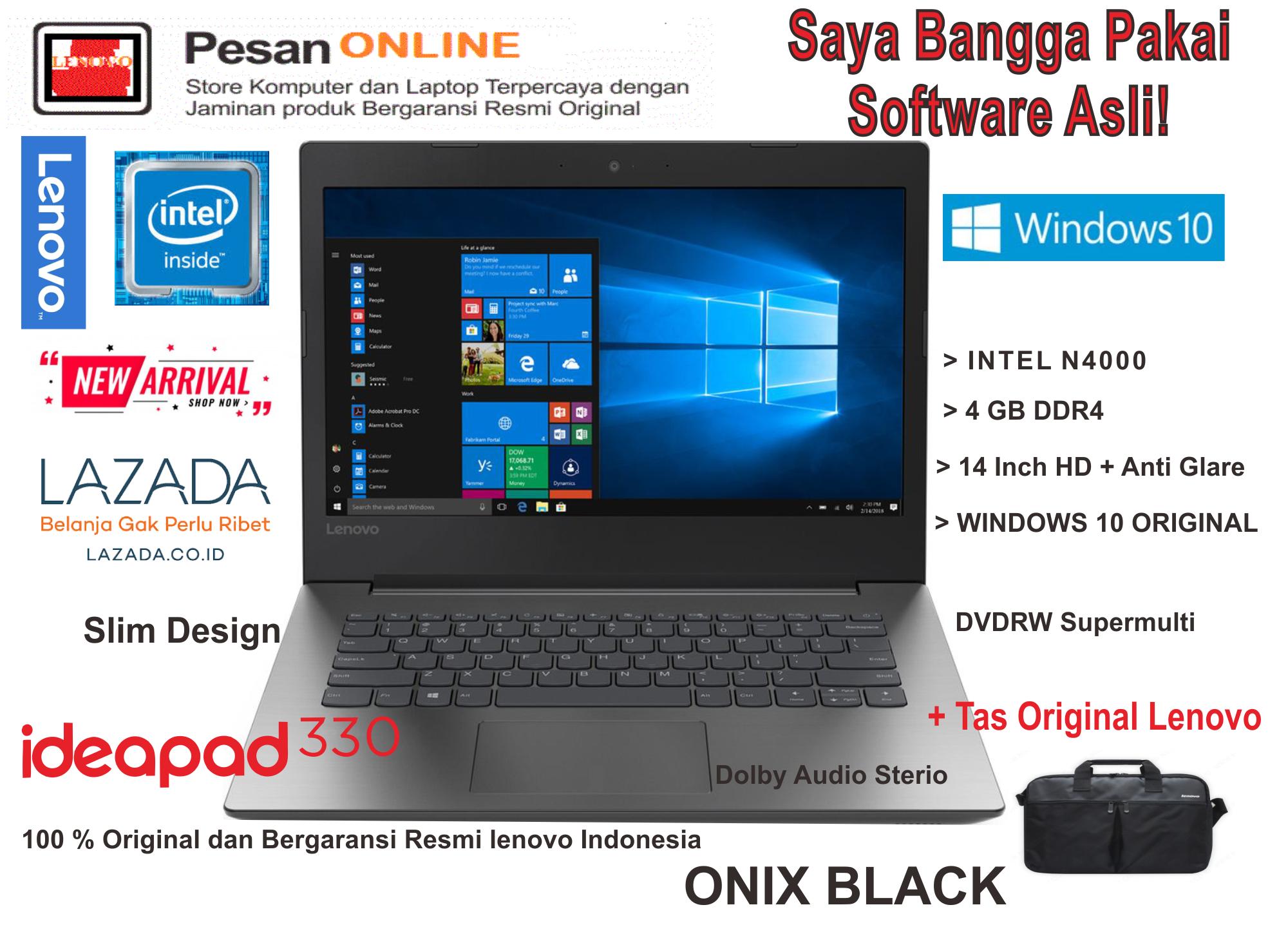 Lenovo IdeaPad 330 -14IGM INTEL N4000 Windows 10 RAM 4 GB DDR4 - 500GB 14 inch INTEL HD Graphics IP 330  Garansi Resmi Lenovo Indonesia