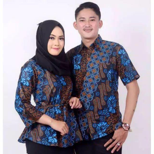 Batik Pasangan Pria Dan Wanita TERBARU Bahan Bagus / Kemeja Batik Couple Murah / Batik Couple Keluarga / Batik Gamis / Batik Cewe Cowo / Setelan Batik Modern/ Batik Murah / Busana Batik Kemeja Pria Muslim / Dress Gamis Wanita Muslimin (Andaan) 7T- COKLAT