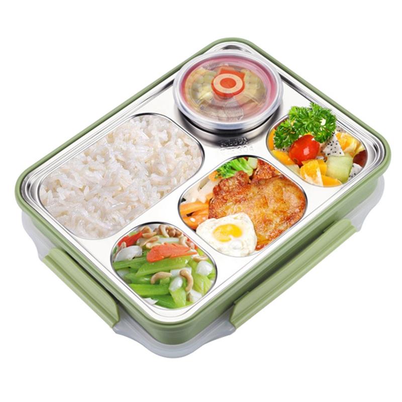 5 Compartments Lunch Box Stainless Steel Leakproof large Bento Boxes