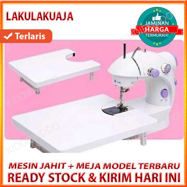 FULL SET MESIN JAHIT MINI + MEJA PORTABLE / MINI SEWING MACHINE - TERBARU ADA LAMPU + PEMOTONG BENANG