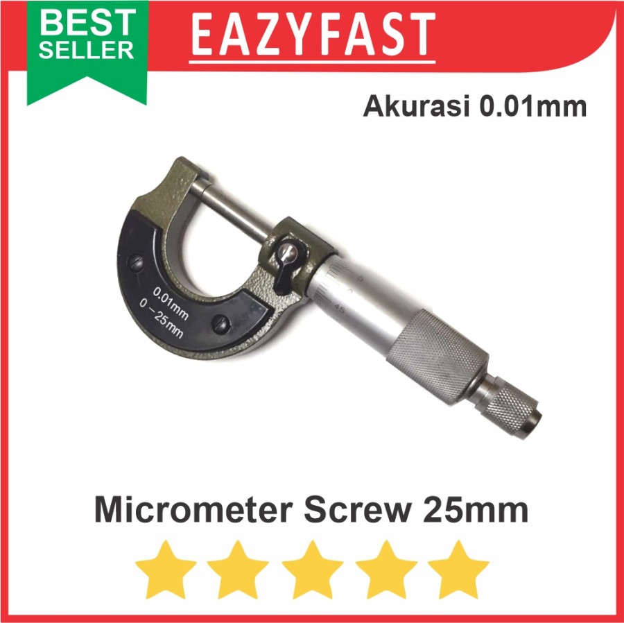 Micrometer Screw Manual 25mm 0.01mm Skrup Mikrometer Micro Mikro Meter