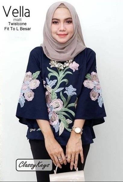 GKS Fashion Atasan Muslimah Vella Navy / Atasan Muslimah Wanita / Blouse Wanita / Atasan Wanita / Baju Murah / Baju Tunik