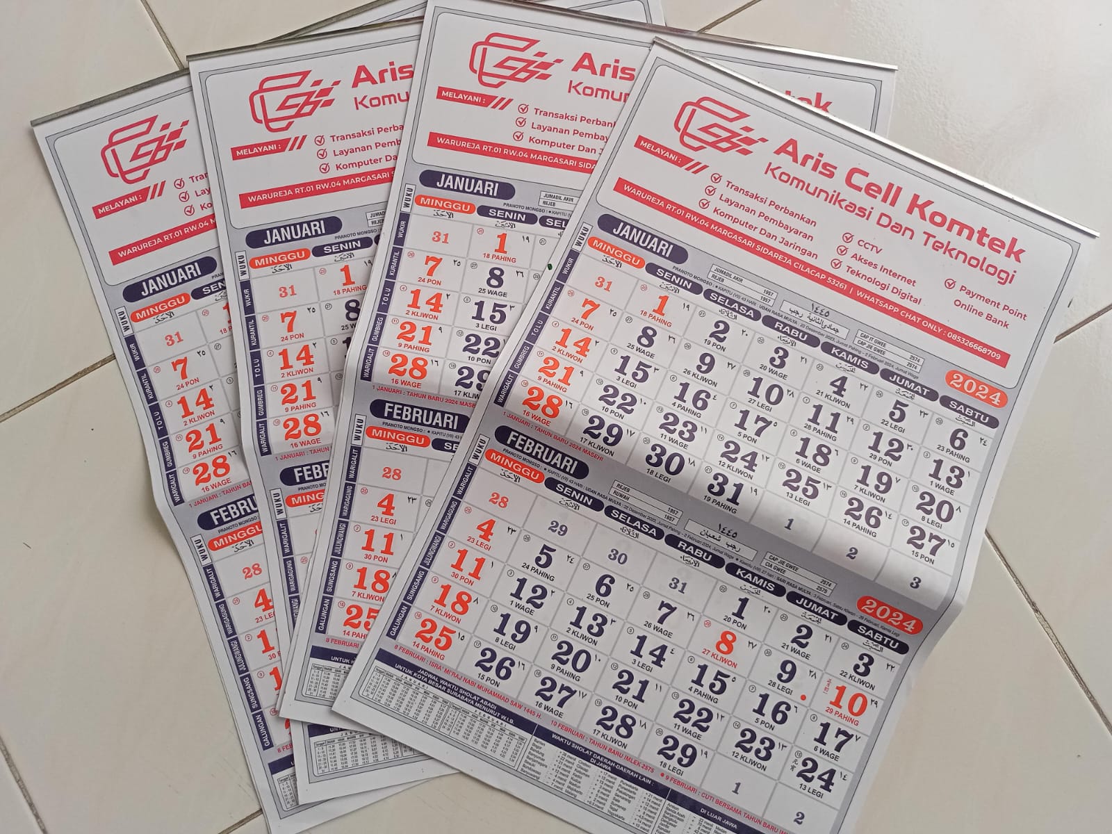 KALENDER DWIBULAN 32X 48 CM SABLON 1 WARNA DAN KLEP SENG TERMURAH