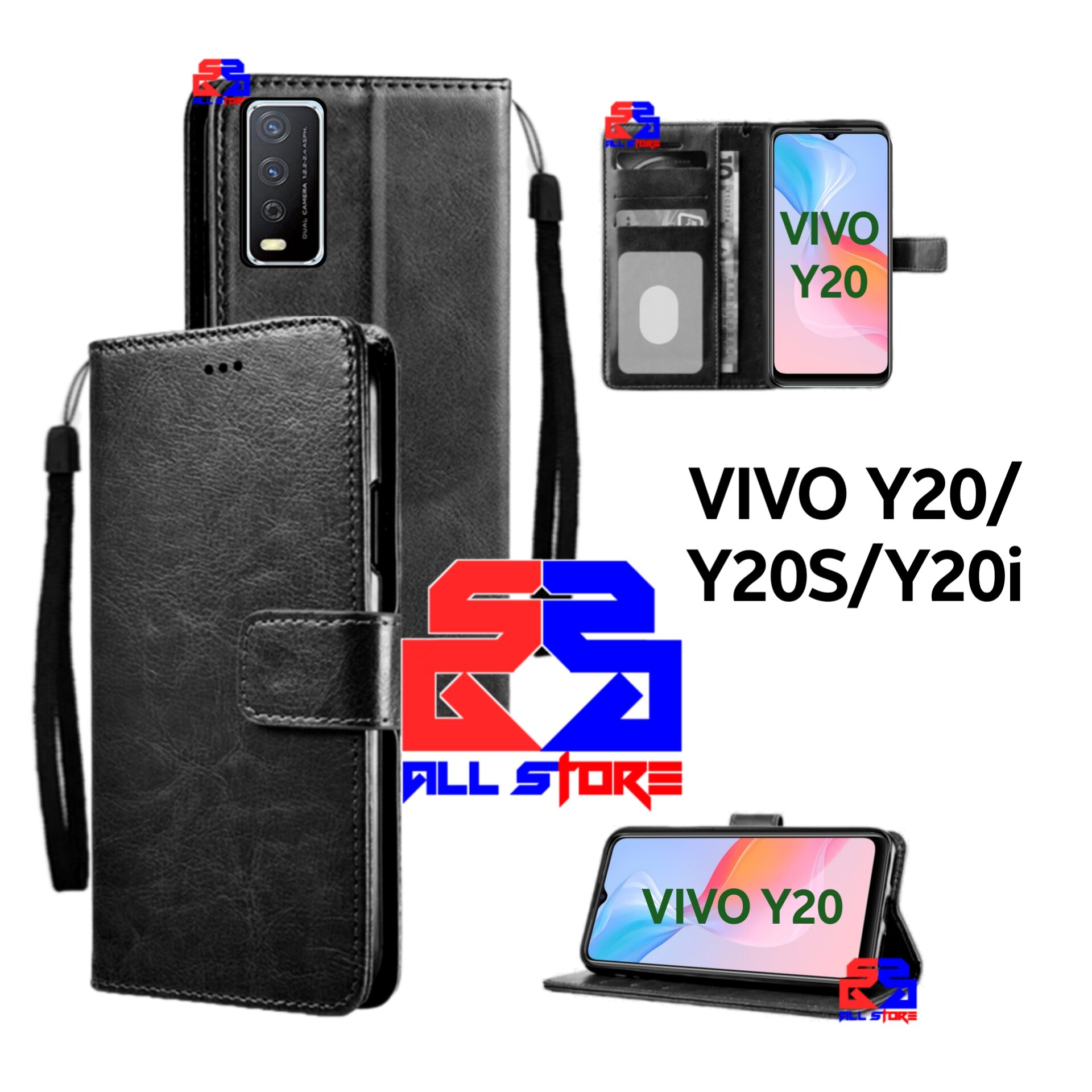Flip Case VIVO Y20 Y20S Y20i V2029 Casing Cover Leather Wallet PU
