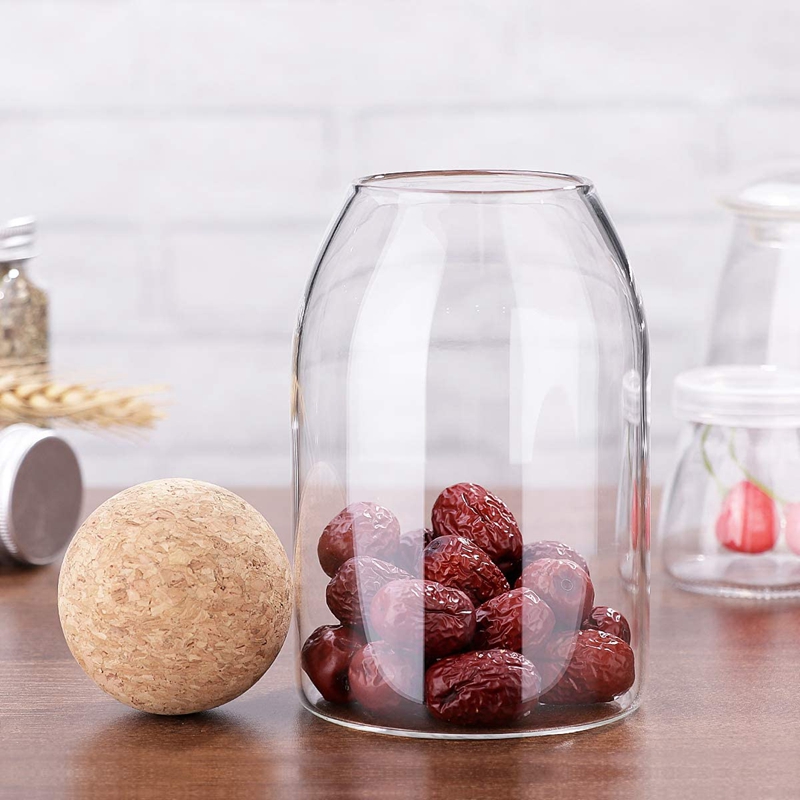 3Pcs Glass Jars with Airtight Seal Ball Cork Lid Clear Cookie Jars Mason Jars Food Storage