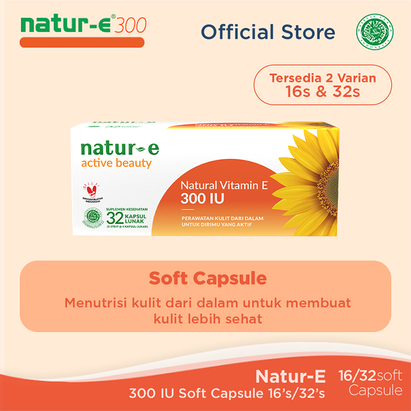 NaturE Active Beauty Natural Vitamin E 300 IU 16s Soft Capsule suplemen / vitamin / vitamine