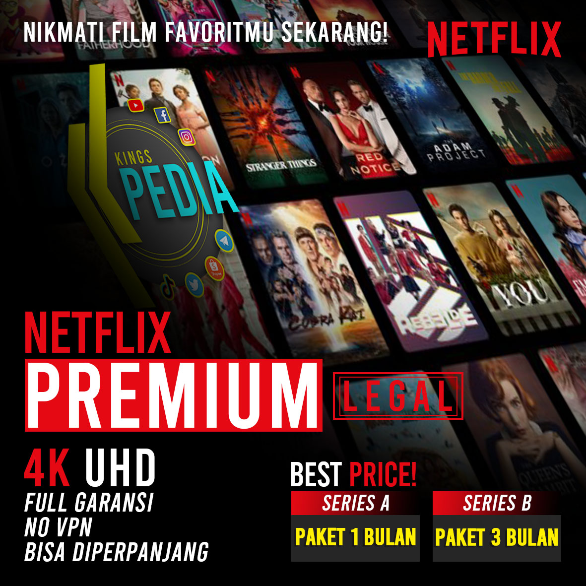 NETFLIX PREMIUM 1 BULAN PRIVATE 4K UHD RESMI BERGARANSI NO VPN | Lazada ...