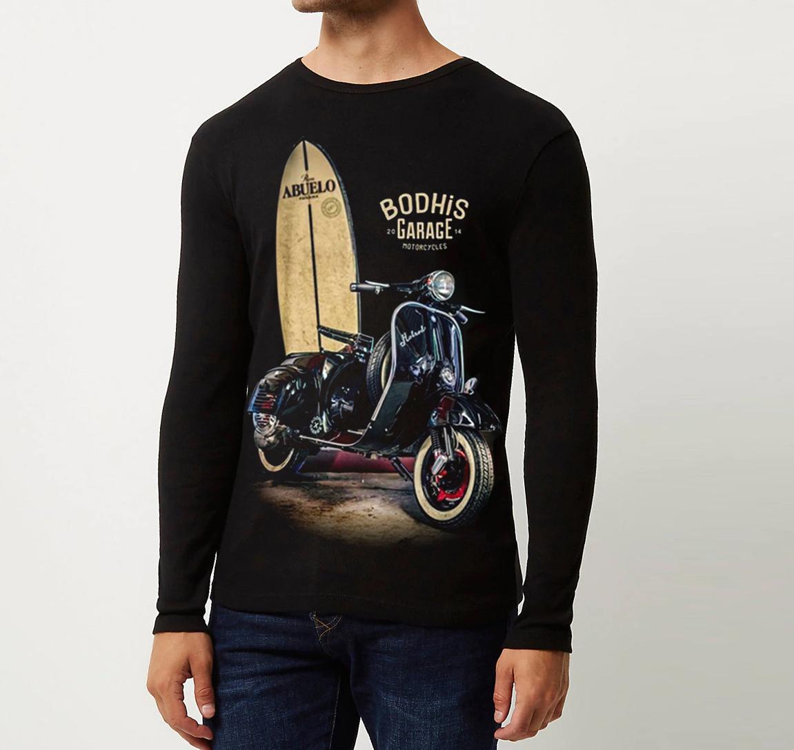 Berton Store Kaos Pria Lengan Panjang Vespa Hitam / Kaos T-Shirt Distro Pria / Kaos Pria Keren / Baju Pria Tangan Panjang / Kaos Pria Terbaru / Kaos Distro Pria Bandung