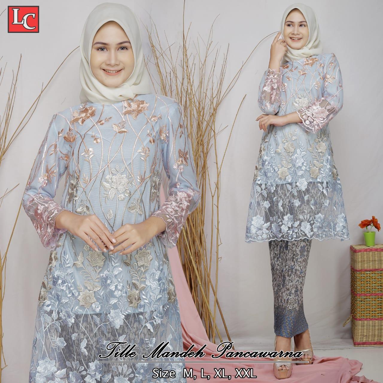Stelan Kebaya Tile Rok Plisket Kebaya Modern Tile Bordir rok plisket / Kebaya Kondangan Seragam Pesta
