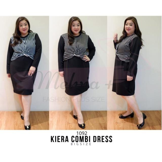 Dress Jumbo Bigsize Wanita Kombinasi Scuba + Kaos Import Kiera Combi