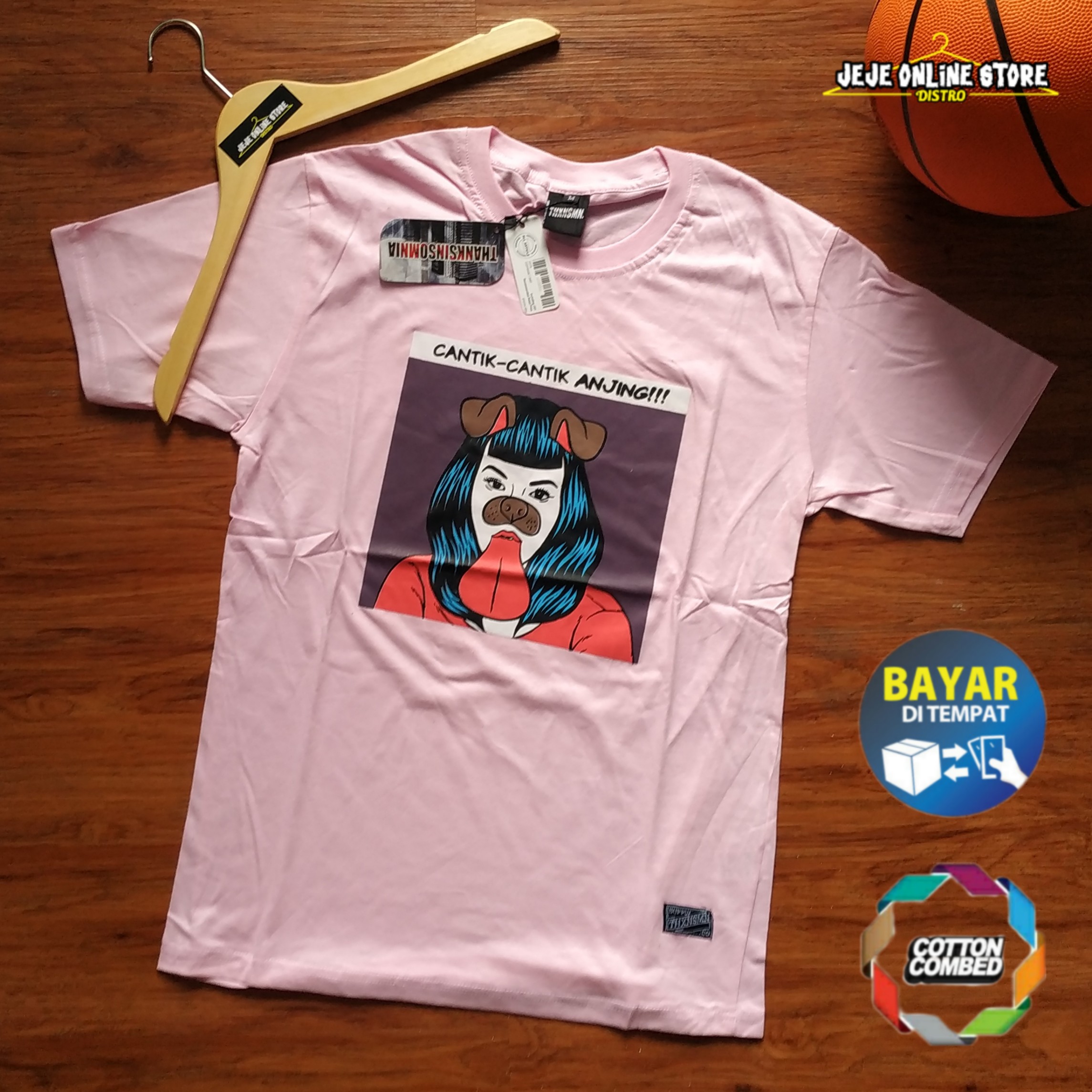 Kaos Distro Cantik Cantik Anjing Cca Pink Free Stiker Lazada