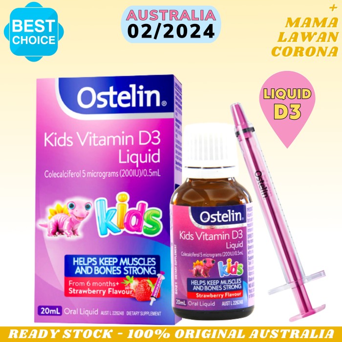 ostelin kids vitamin d3 liquid 20ml / infant vit d3 drops 2.4ml drop d3 liquidok (A9C9