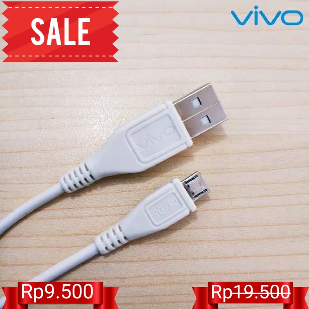 Kabel Data Chargeran Vivo 2A V8 Original 100% USB Micro Cable Data ORI Putih Icase