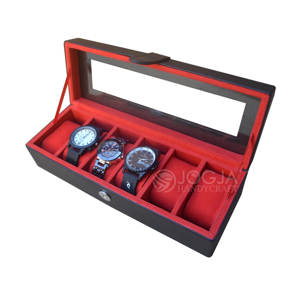 Jogja Craft Box Jam Tangan Isi 6 - Hitam Merah