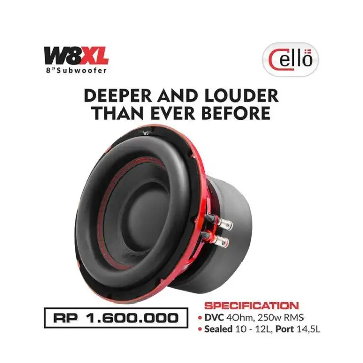 Cello W8xl Subwoofer Mobil 8 Inch Sistem Dual Voice Coil Lazada Indonesia