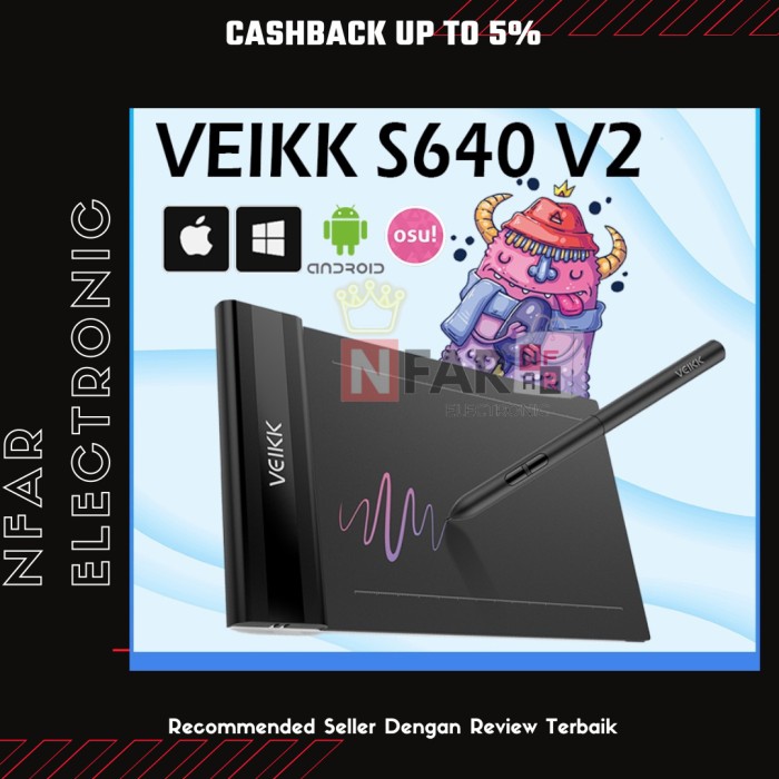VEIKK S640 Digital Graphic Drawing Pen Tablet Gambar dan OSU 8192 Lazada Indonesia