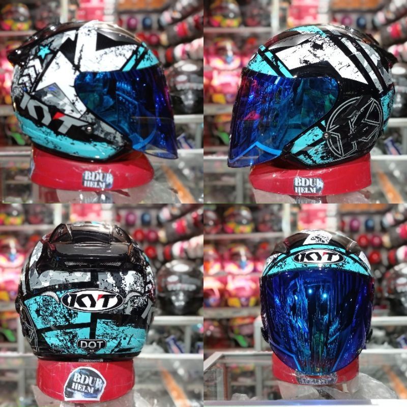 Helm Half Face KYT Glaxy Kaca Flat Iridium Oven Venom Series Helm