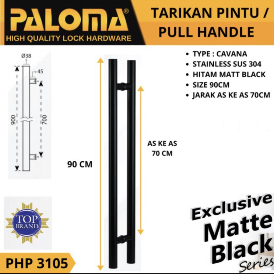 PALOMA PHP 3105 CAVANA PULL HANDLE TARIKAN PINTU 90CM HITAM BLACK PALOMA PHP 3105 CAVANA PULL HANDLE TARIKAN PINTU 90CM HITAM BLACK