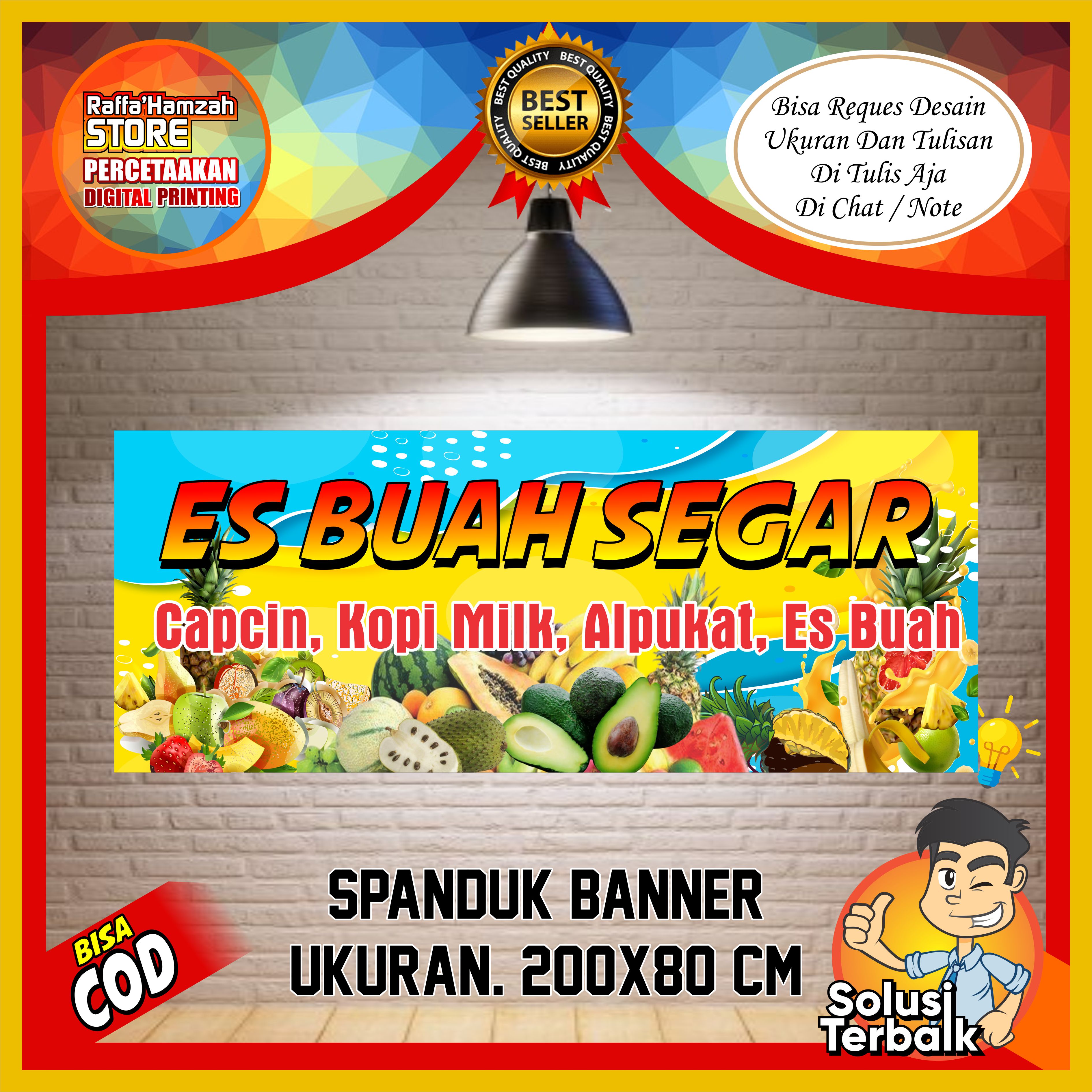 Bisa Cod Spanduk Banner Es Buah Segar Custome Spanduk Es Buah Segar