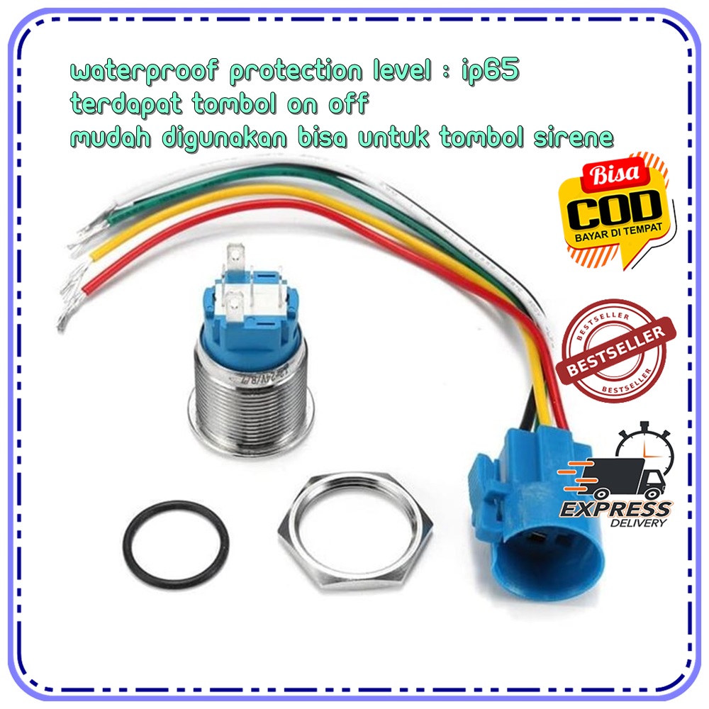 SWITCH ON OFF MOTOR MOBIL TOMBOL ON OFF PUSH BUTTON ON OFF LED 12-24V ...
