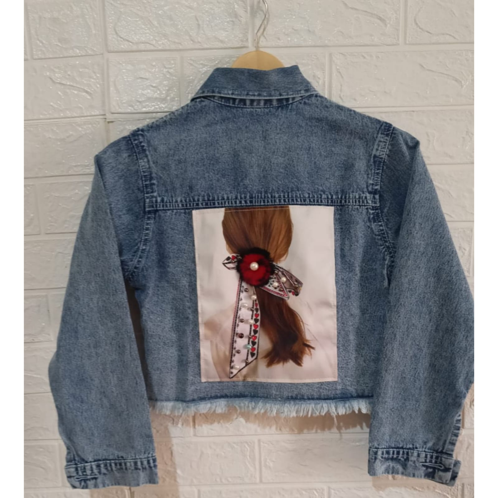 JAKET JEANS CROP WANITA DENIM BLUE 