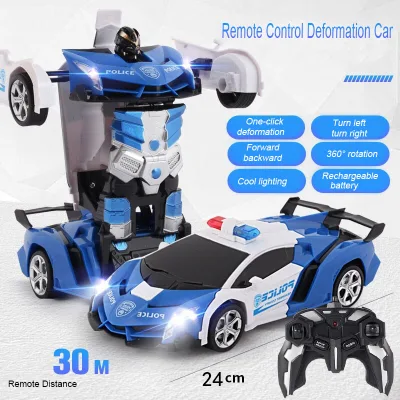 【Ready In Stock】New 2 in 1 RC Car Driving Sports Cars drive Transformation Robots Models Remote Control Car