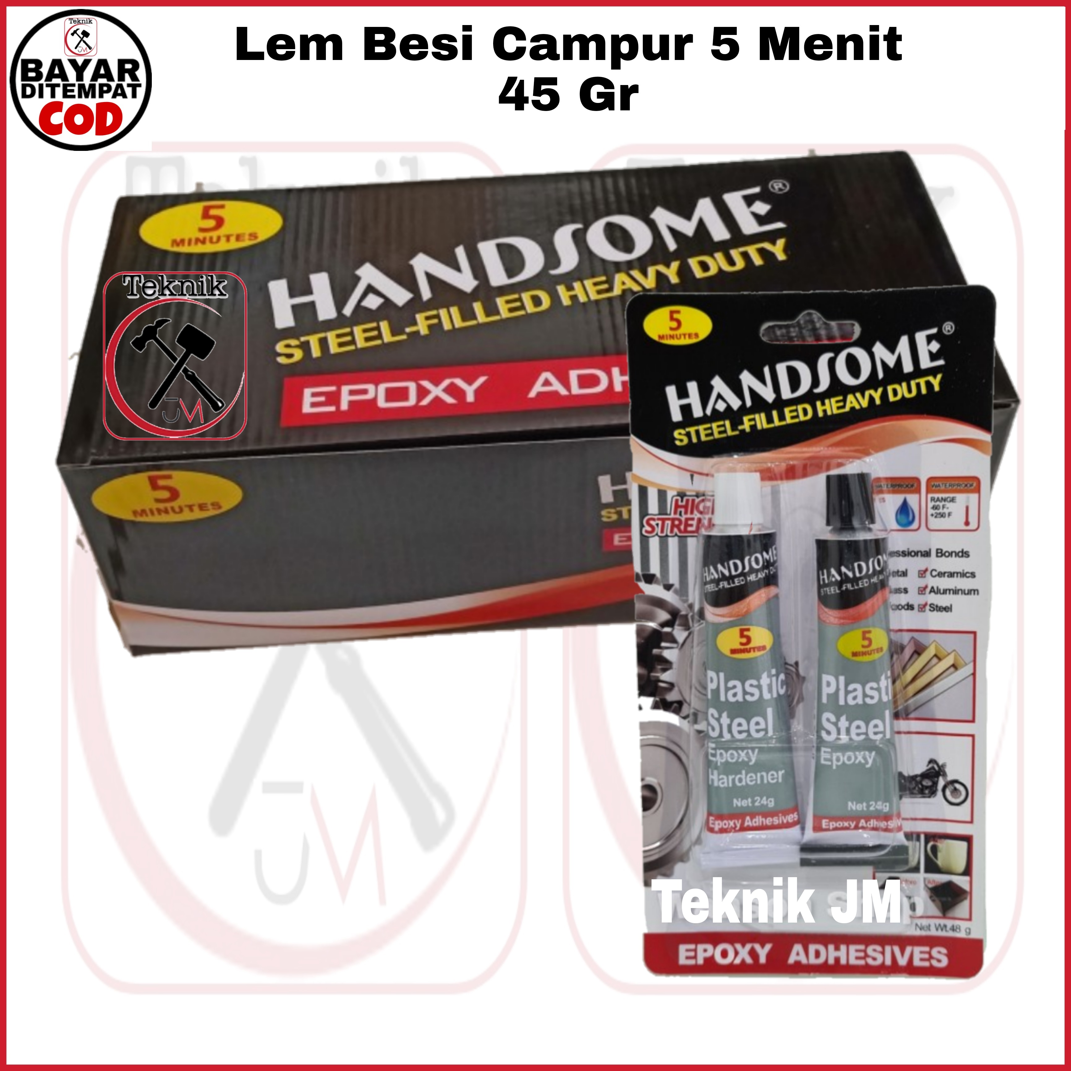 Lem 5 Menit Campur [ 48 Gram ] Epoxy Tahan Panas Keras - Lem Besi ...