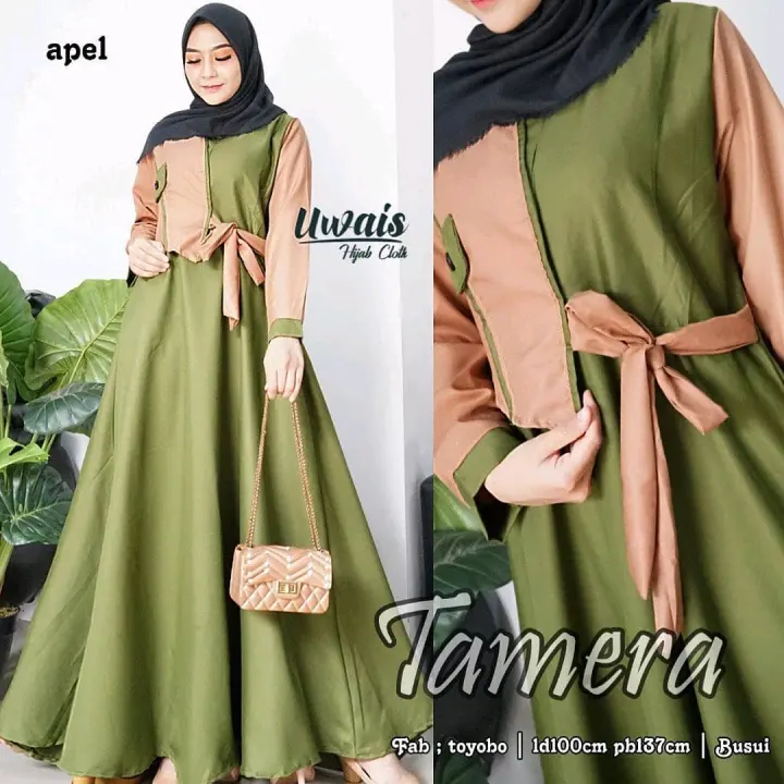 Cod Baju Busui Tamera Dress Moscrepe Original Gamis Panjang Fashion Muslim Kekinian Suplier Pakaian Wanita Dewasa