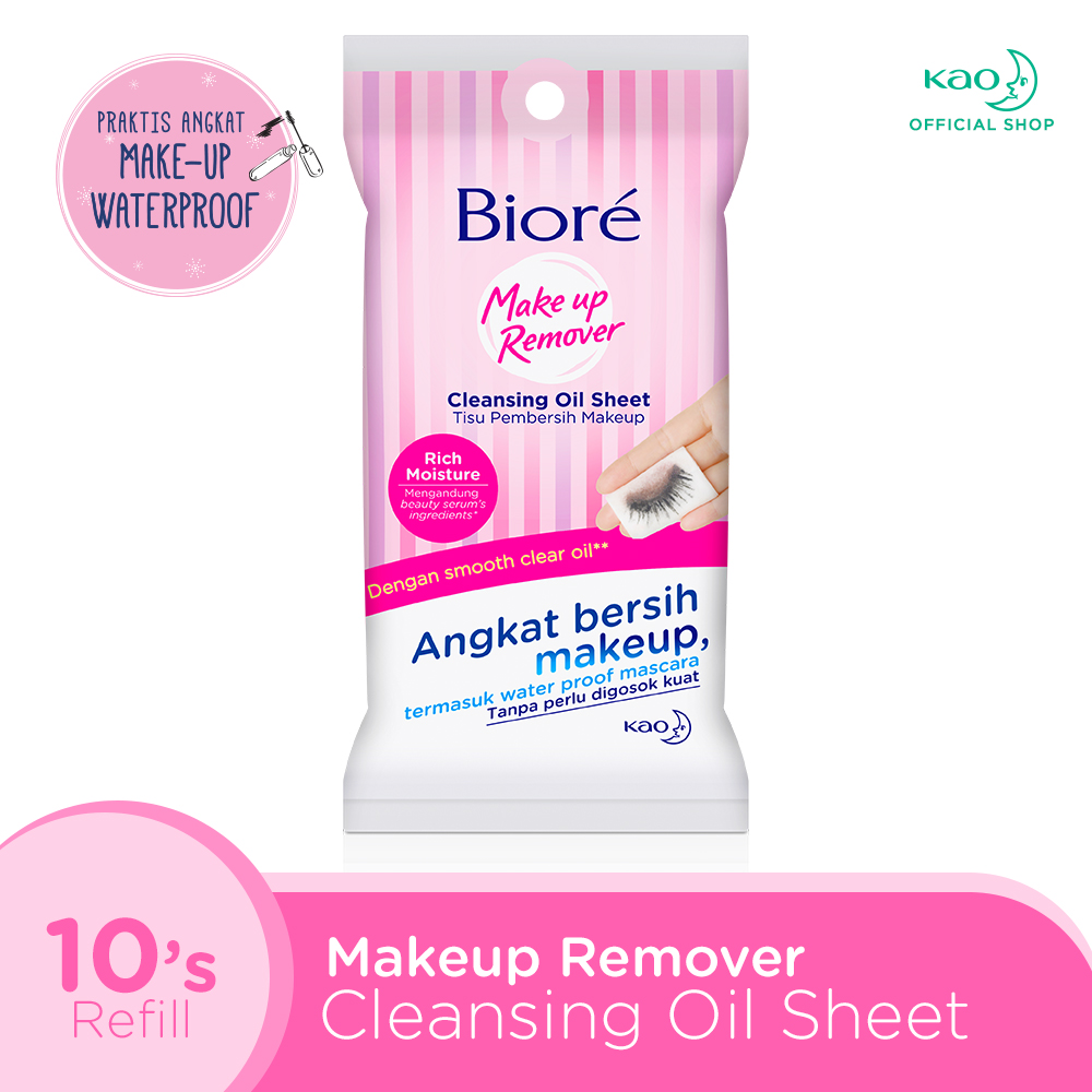 Biore Makeup Remover Cleansing Oil Sheet 10s (Tisu Pembersih Wajah dan