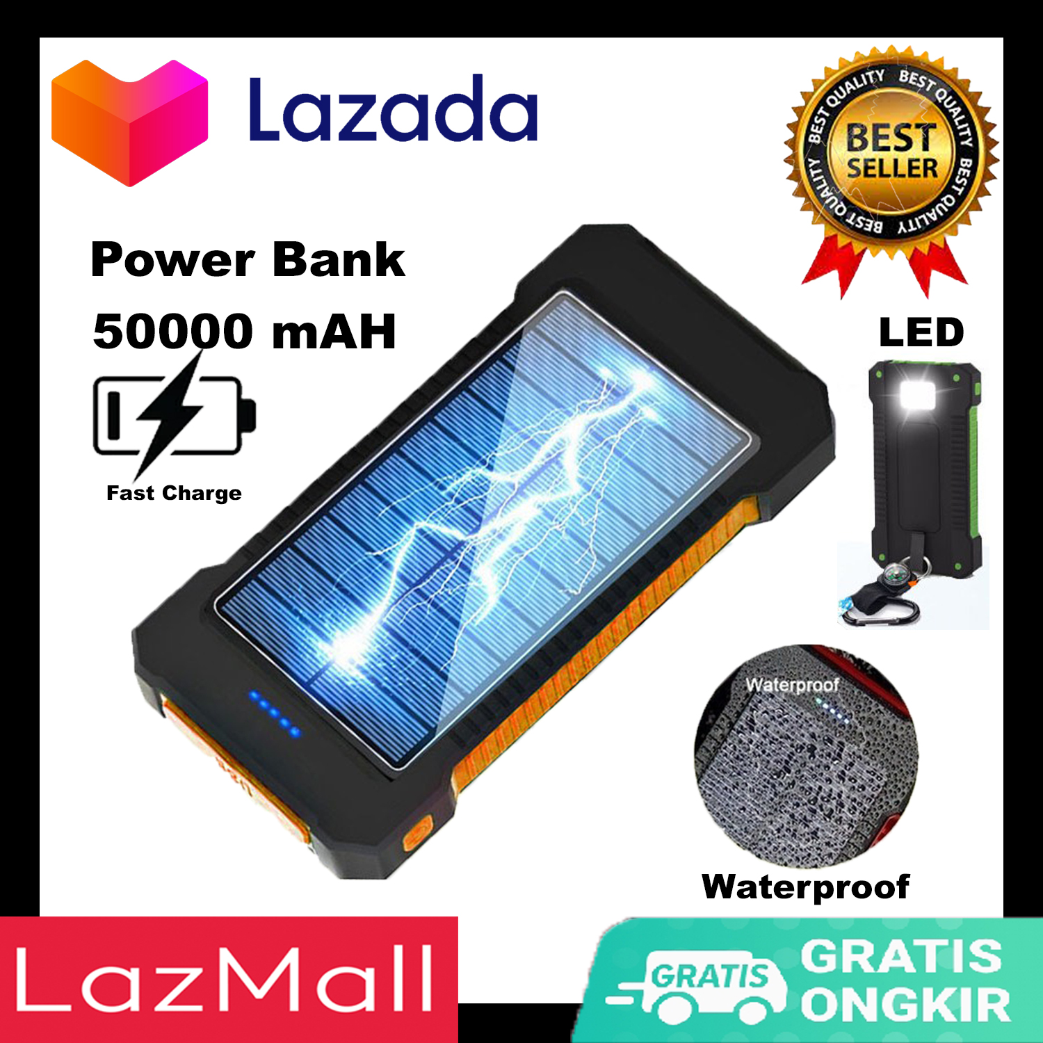 BEST SELLER !!! Power Bank Solar 50000 Mah Asli Tenaga Surya Matahari ...